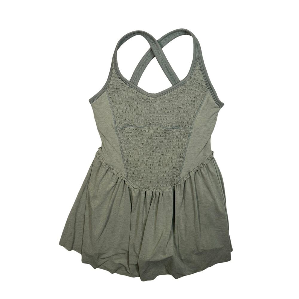 Free People Smockin Hot Mini Dress Workout Athletic Sage Green Small